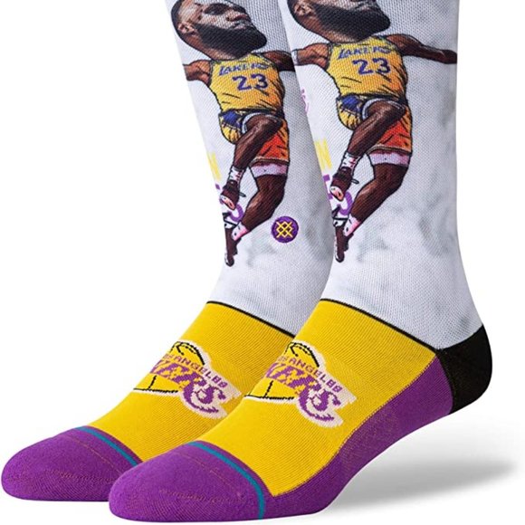 Stance NBA Lebron James LBJ Big Head Multi LA Lakers Crew Socks A548A20LEB-MUL L